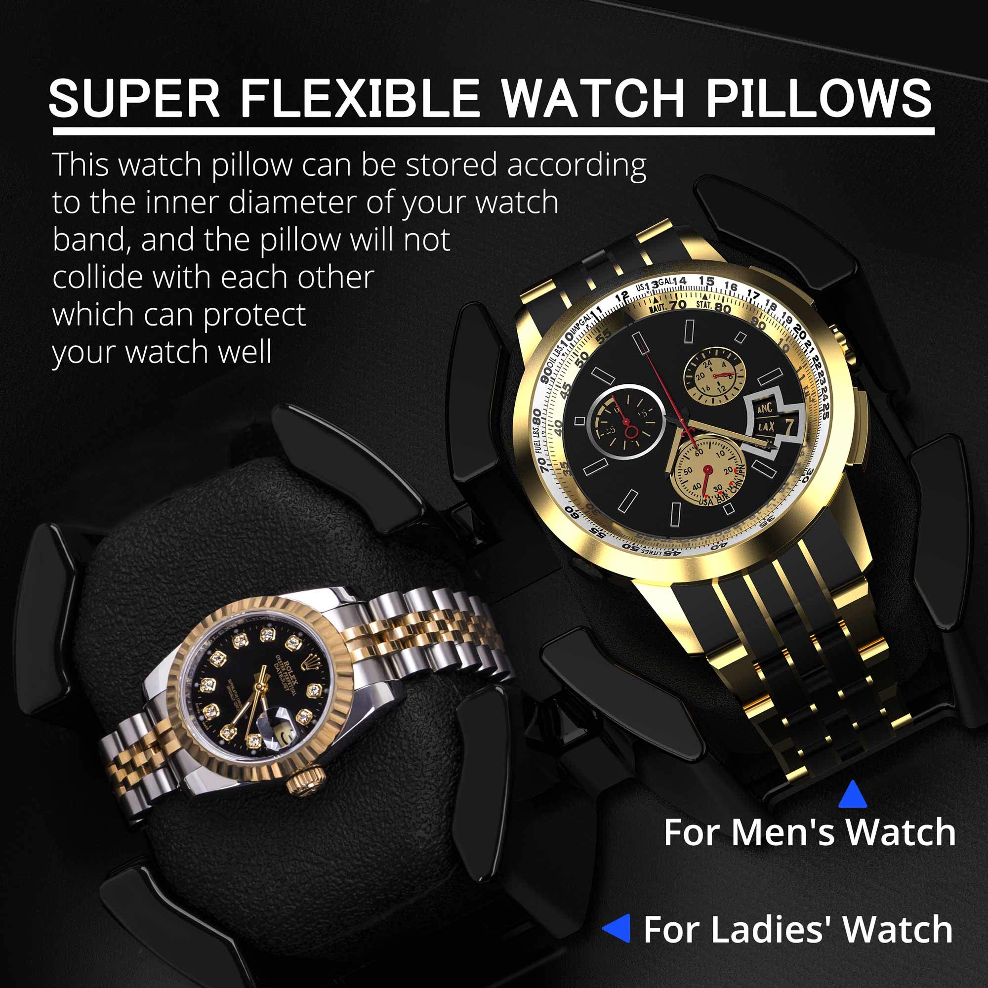 TRIPLE TREE Double Watch Winder for Automatic Watches, Automatic Watch Winder Box in Wood Shell Piano Finish, with Japanese Quiet Motor, Flexible PU-Leather Watch Pillows Hold for Women/Men's Watches