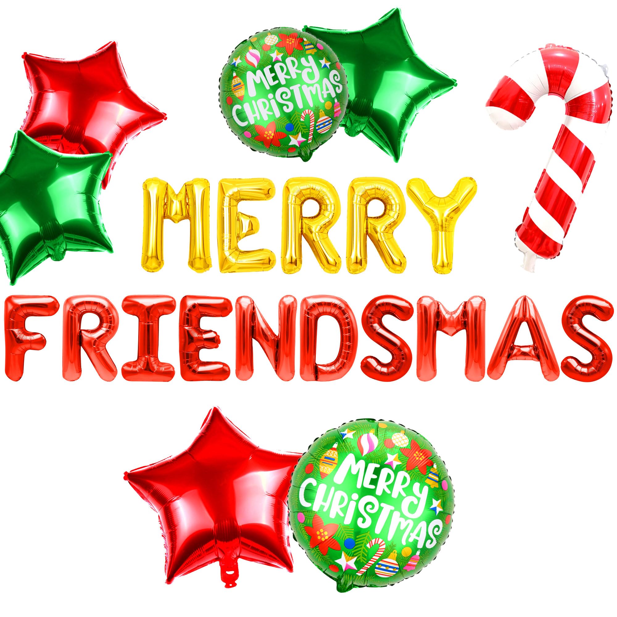 Photo 1 of 11 PCS Merry Friendsmas Party Decorations Merry Friendsmas Banner Balloons Friends-Themed Christmas Party Garland Bunting Decorations Supplies
