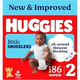 Huggies Little Snugglers Diapers Size 2, 186 Count (3 Packs of 62) | Blowout Protection, Leakproof Protection, Luxury Softness, FastAbsorb System, Hypoallergenic, Fragrance Free
