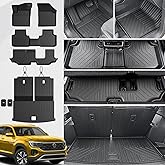 JOULARISE Floor Mats Set for 2018-2025 2026 Volkswagen VW Atlas 7 Seats Bench Seating Car Mat Accessories(Not Fit Cross Sport), All Weather TPE Cargo Liner Trunk Mat(Floor Mats+2-in-1 Cargo Mat)