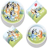 Bluey Party Supplies &ndash; 64 Piece Birthday Set with Dinner Plates, Dessert Plates &amp; Napkins &ndash; Bluey Theme Party Kit