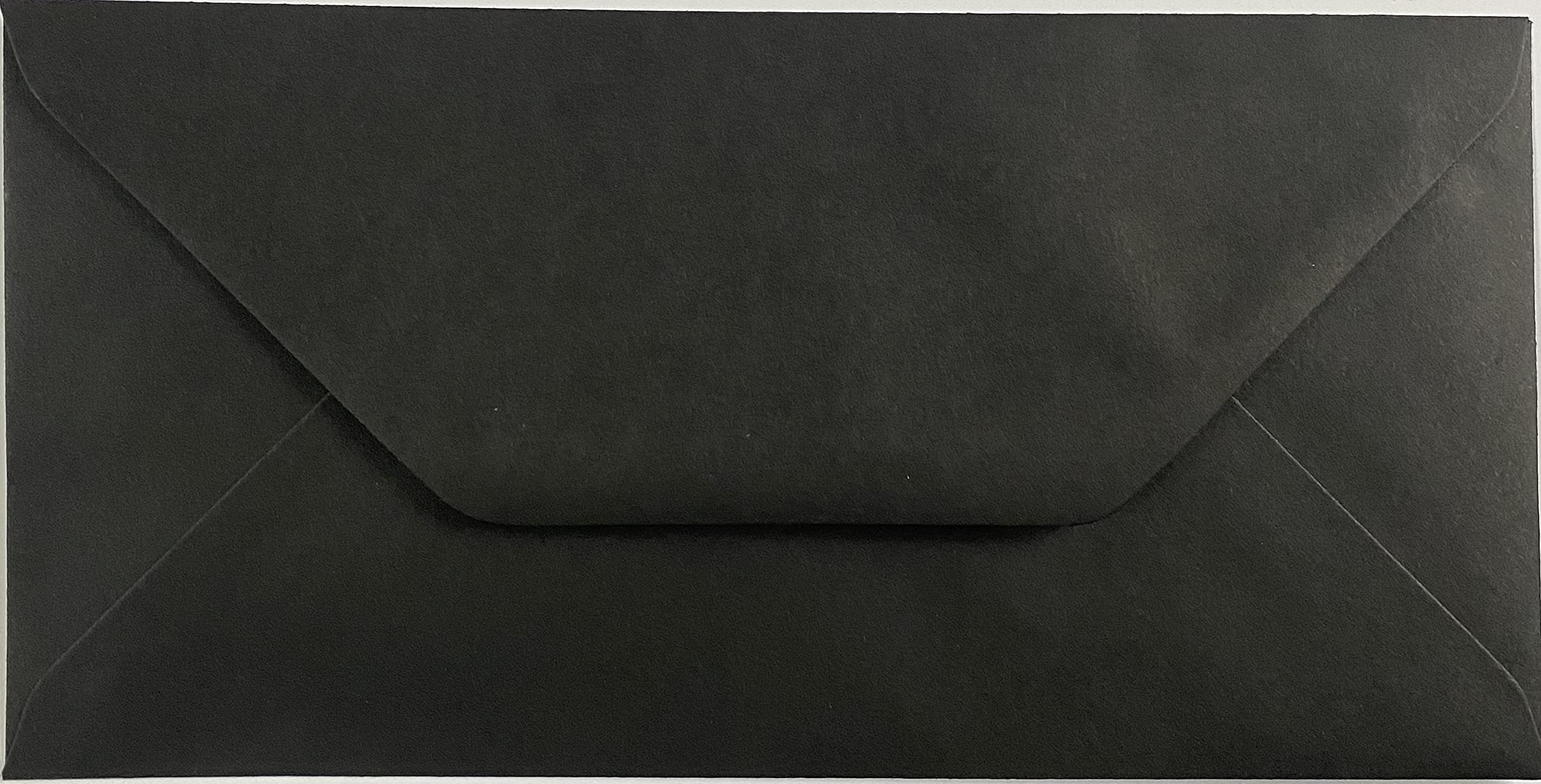 DL (110mm x 220mm) Coloured Envelopes Perfect for Christmas Cards, Greeting Cards, Wedding/Party Invitations, Crafts and Many More - Pack of 12 (Black)