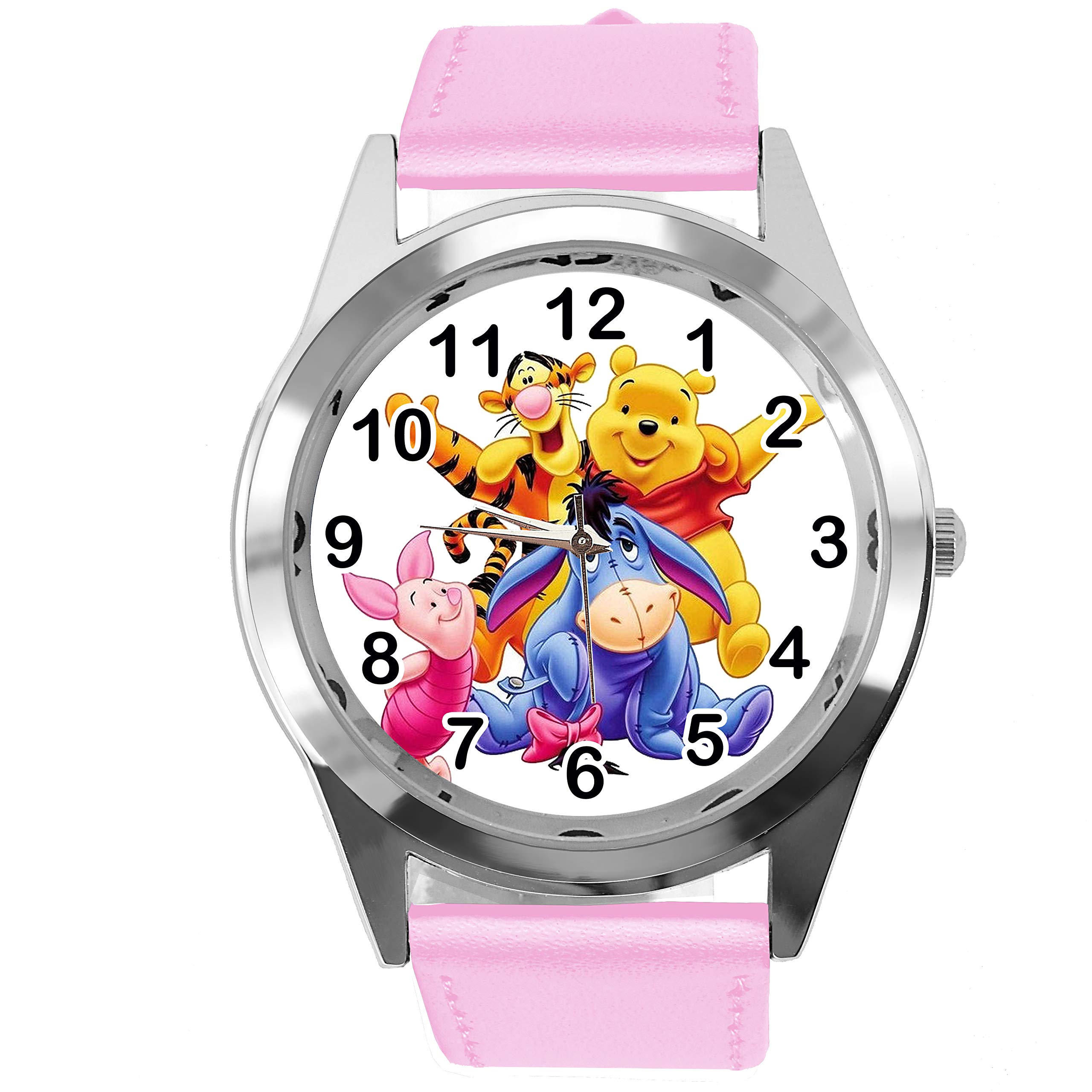 TAPORT Pink Leather Band Quartz Watch for Teddy Bear Fans