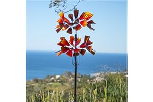Cyan Oasis Yard Garden Wind Spinner Outdoor - 82" Kinetic Metal Yard Art Wind Sculptures & Spinners, Spring Garden Décor & Unique Gifts for Women, Mom, Garden Lover, Housewarming, Birthday