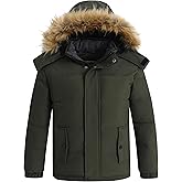 Wantdo Boy's Warm Winter Coat Waterproof Thicken Puffer Jacket with Removable Fur Hood