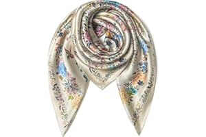 SHIROUYU 100% Pure Mulberry Silk Scarf 35" Large Square Lightweight Headscarf –Women’s Hair Wraps The shawl-With Gift Packed
