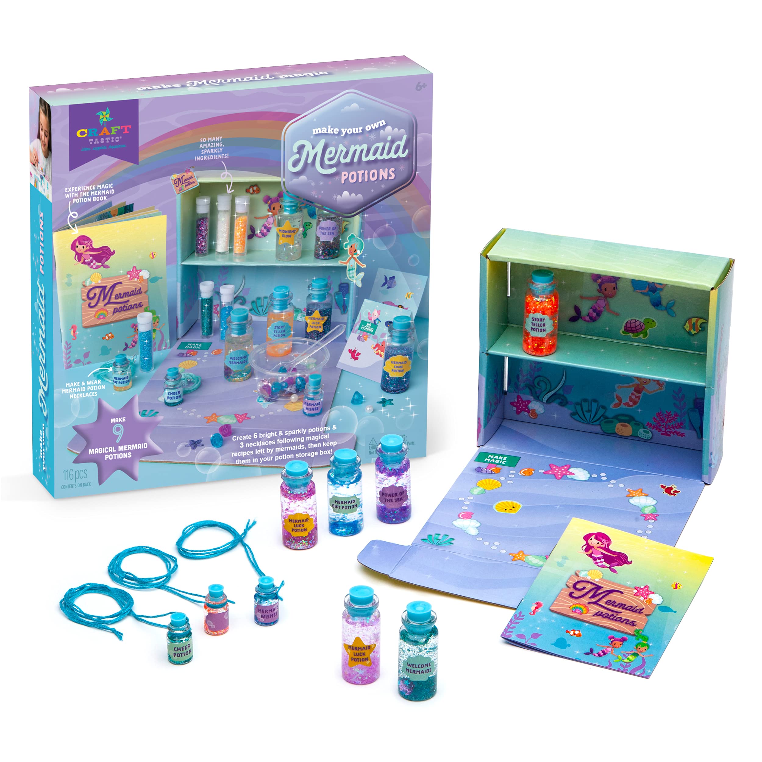 Mermaid Potion Kits for Kids – Glitter for Crafts, Arts and Crafts for Kids, Mermaid Accessories, Mermaid Toys, Mix Up Some Mermaid Magic, Easy Storage, Ages 6+