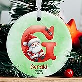 Personalized Christmas Letter Ornament with Name, Custom Initial Christmas Tree Ornament A-Z, Monogram Ornaments for Kids, Friends