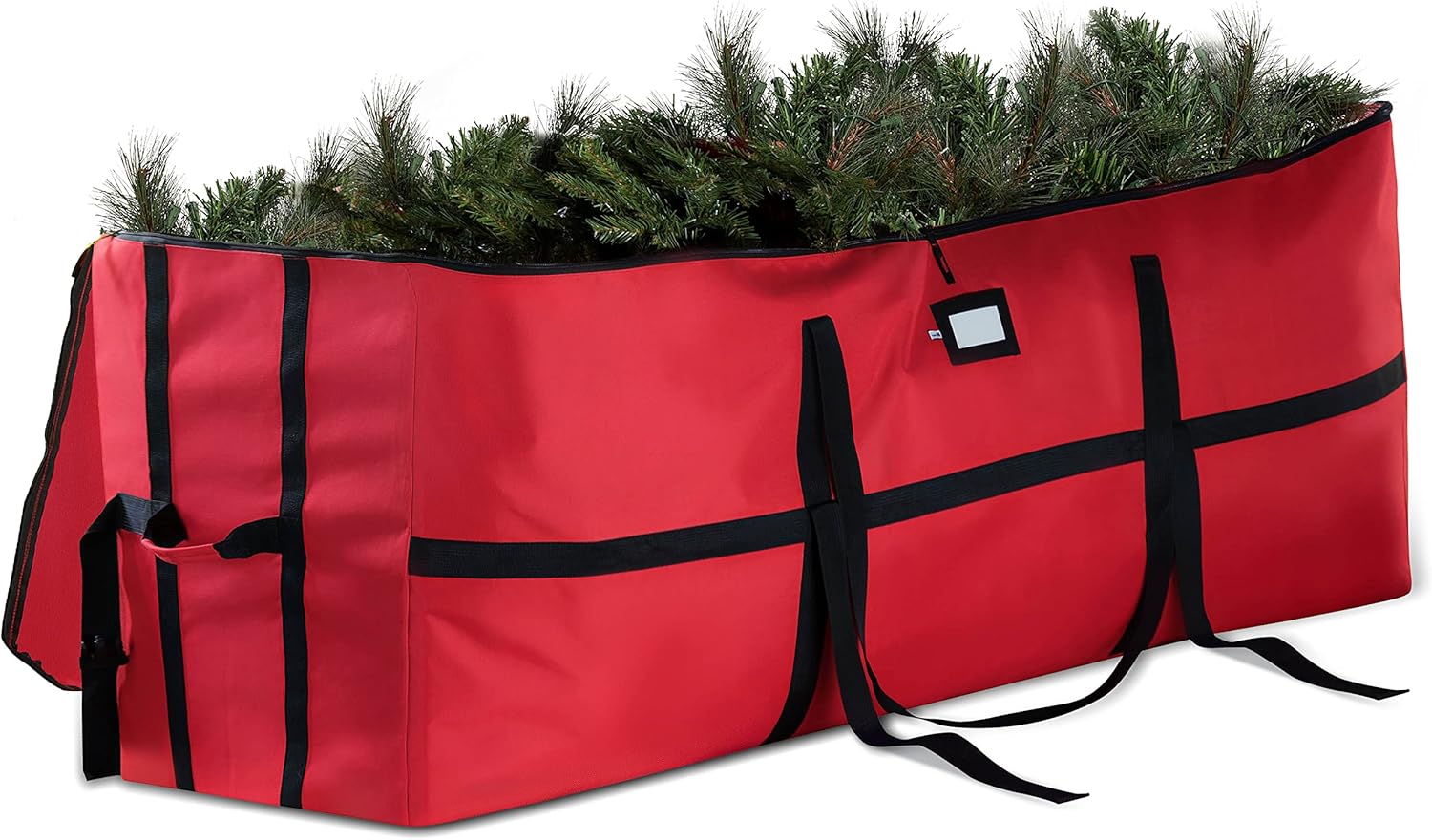 Holiday Décor Storage - ZOBER Wide Christmas Tree Storage Bag - Maximum Accessibility - Fits 9 Ft Trees - 600D Oxford Fabric Christmas Tree Bag For Storage Box For Xmas - Strong, Durable Straps & Handles - Card Slot - Red