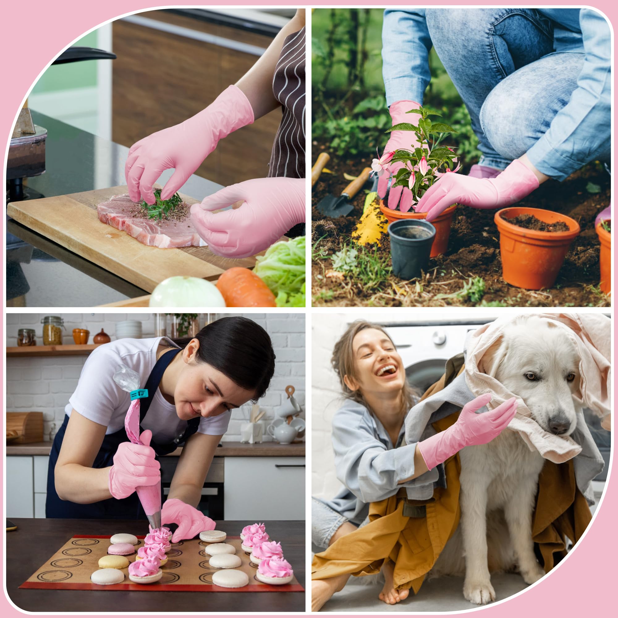 SwiftGrip Disposable Nitrile Dishwashing Gloves, Extended 12 Inches Cuff, 6-mil, Cherry Blossom Cleaning Gloves, Latex-Free