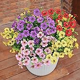 BCBLF Faux Flowers for Outdoor Planters, Artificial Flowers for Outdoors, 12 Bundles Outdoor Flowers Uv Resistant, Artificial Flowers for Decoration, Silk Faux Spring Flowers for Outside, Mixed Color