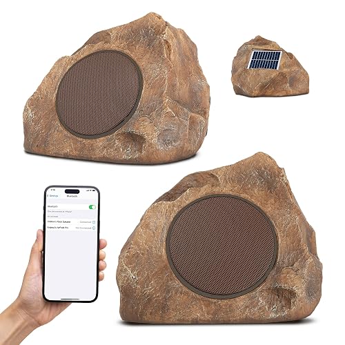 Homewell Outdoor Rock Speaker Solar-Powered Wireless Bluetooth 5.0 ...