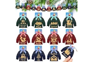 Dispowreath 12 Pcs Winter Card Holder Gift Ugly Sweater Shaped Wooden Money Holders Money and Card Sleeves Thank You Appreciation Gift Decor(Nativity)