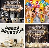 YELYAN Black Gold Happy Birthday Banner with Balloons & Ribbon view 6