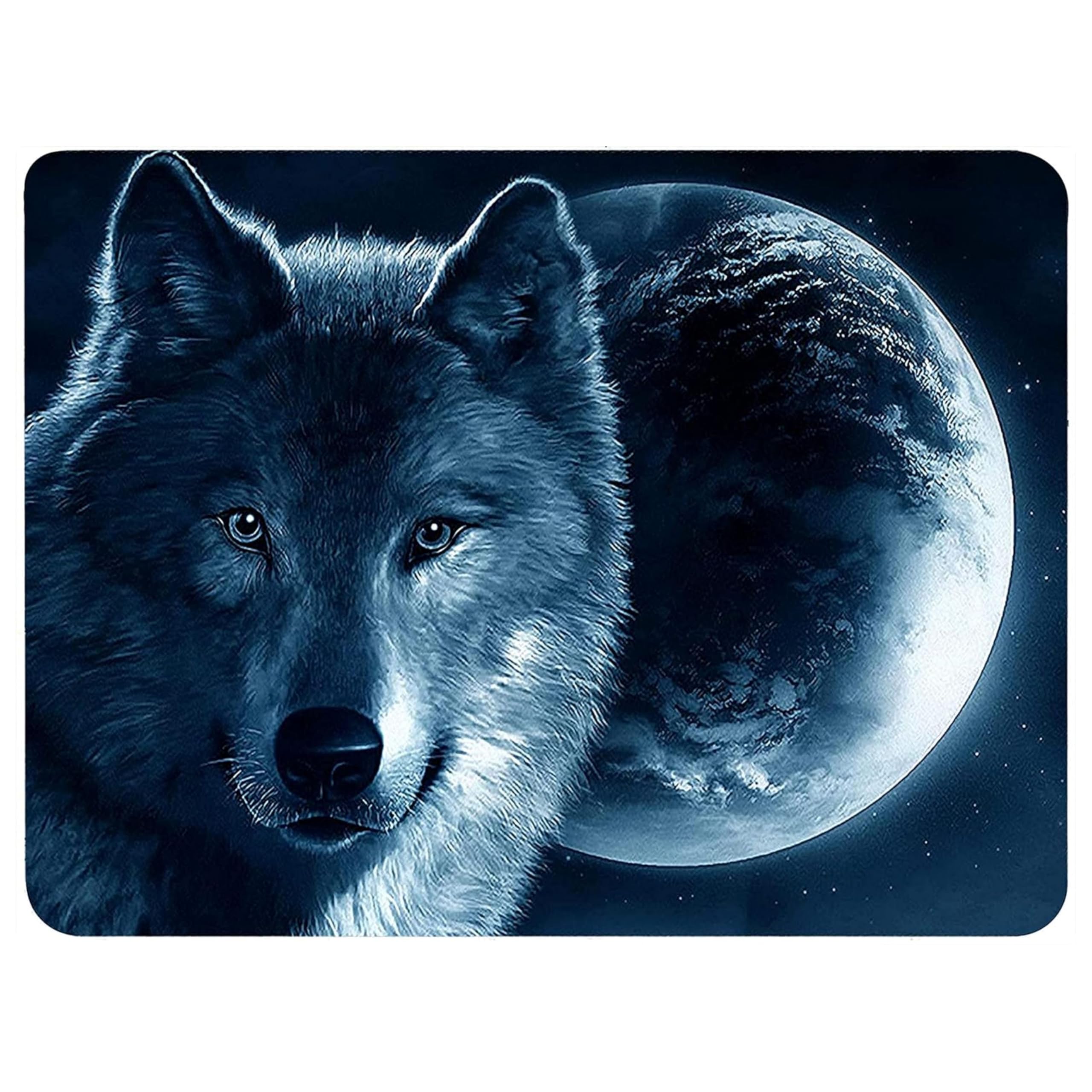 Silent Monsters Mouse Mat Small 10 x 8 inches / 24 x 20 cm, Wolf, Lasercut Edges, washable & rollable Mouse Pad, Gaming Home Office Mousemat, Mousepad non-slip & quiet, Desk Mat