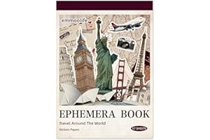 EMMOOLIFE 57 Sheets Vintage Travel Scrapbook Sticker Book, 500+ Vintage & Modern Stickers for Scrapbooking, 25 Pcs Ephemera Papers Art Scrapbook Supplies for Adults Teens Women Girls Junk Journal Journaling