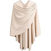 PULI Womens Large Cross Front Poncho Sweater Wrap Topper Knitted Elegant Shawls Cape for Fall Winter