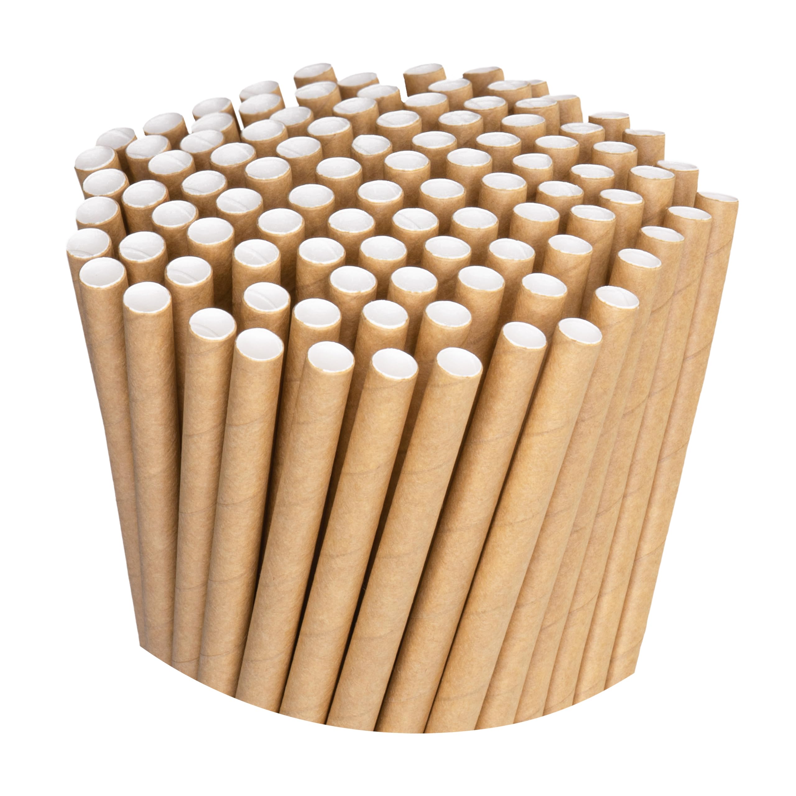 Love Nature Durable Brown Paper Straws - Eco-Friendly, 100 Count, 0.8mm x 197mm, Pack of 100