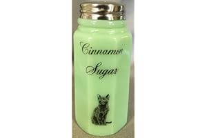 ROSSO GLASS Sugar Shaker - Paneled - Rosso Exclusive - Jade w/Cats, Dogs, Birds - American Made - Mosser Glass USA (Black Cat w/Cinnamon Sugar)