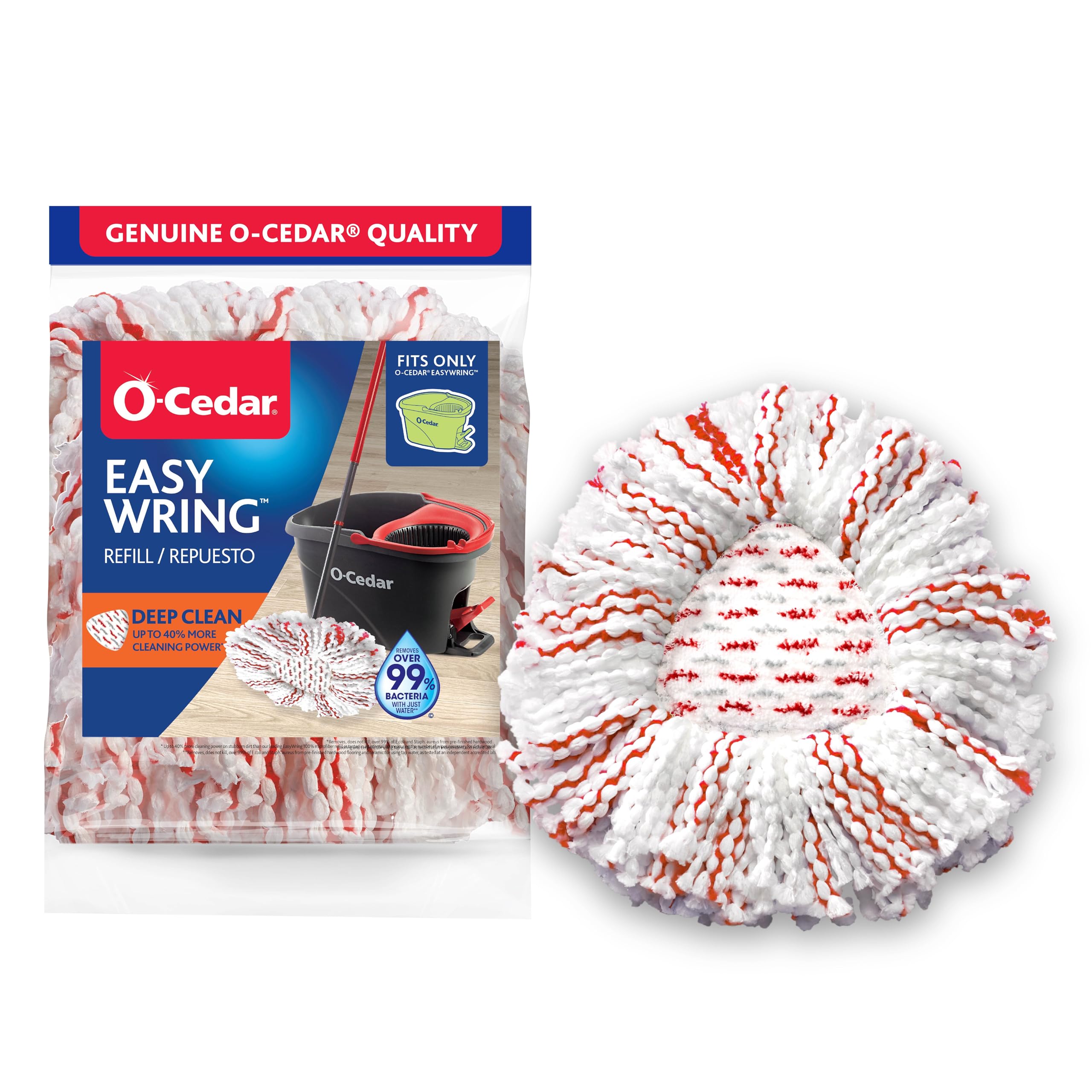 Photo 1 of O-Cedar EasyWring Deep Clean Refill (1-Pack) | 40% More Cleaning Power | Microfiber Mop Refill Compatible with O-Cedar EasyWring Spin Mop & Bucket System