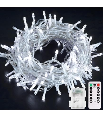 LaiTeny Luces Árbol Navidad Exterior E Interior - 50m 500Led Enchufe Blanco Cálido Con 8 Modelos Control Remoto Timer Impermeable Iluminado Luces De Hadas Para Fiestas Boda Balcón