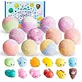 JOYIN Big Bath Bombs for Kids with Mochi Toy, 12 Pack Bubble Bath Bombs with Surprise Toy Inside, Natural Essential Oil SPA Bath Fizzies Set, Party Favors for Boys Girls Birthday Gifts