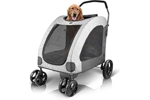 Petbobi Animal Stroller for Large Pet Jogger Stroller for 2 Dogs Breathable with 4 Wheel and Storage Space Pet Can Easily Walk in/Out Travel up to 120 lbs