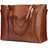 S-ZONE Women Genuine Leather Top Handle Satchel Daily Work Tote Shoulder Bag | Genuine Leather, Top Handle, Daily Work
