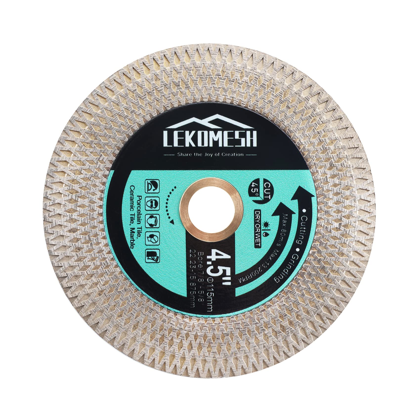 Diamond Tile Cutting Grinding 115MM - Diamond Cutting Grinding Discs LEKOMESH for Porcelain Ceramic Tile Marble Granite Artificial Stone, Blade with X Mesh Rim