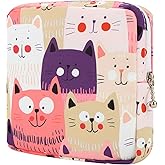 Desing Wish Sanitary Pad Storage Bag Portable Period Bag for Teen Pads/Sanitary Napkins/Small Tampons, Sanitary Napkin Storage Bag First Period Gifts for Teen Girls (Cat)