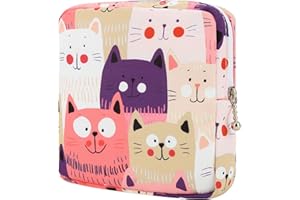 Desing Wish Sanitary Pad Storage Bag Portable Period Bag for Teen Pads/Sanitary Napkins/Small Tampons, Sanitary Napkin Storage Bag First Period Gifts for Teen Girls (Cat)