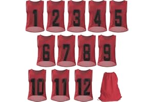 Yaegoo 12 Pack Scrimmage Training Vest, Numbered Practice Jerseys with Carry Bag for Soccer Basketball Football Volleyball