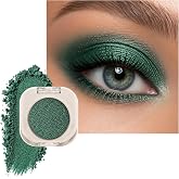 Erinde Deep Forest Green Shimmer Single Eye Shadow Palettes Makeup, 17 | Glitter Sparkly Green Shimmer Cream Eyeshadow Palette Brightener Makeup, High Pigment Waterproof Monochrome Mini Eyeshadow