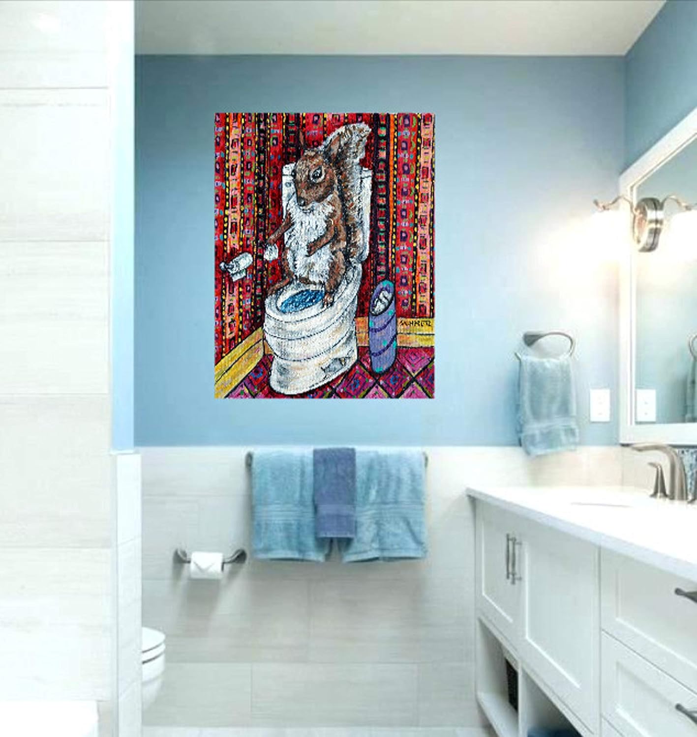 Amazon.com: Squirrel art print - canvas wall art - animal bathroom