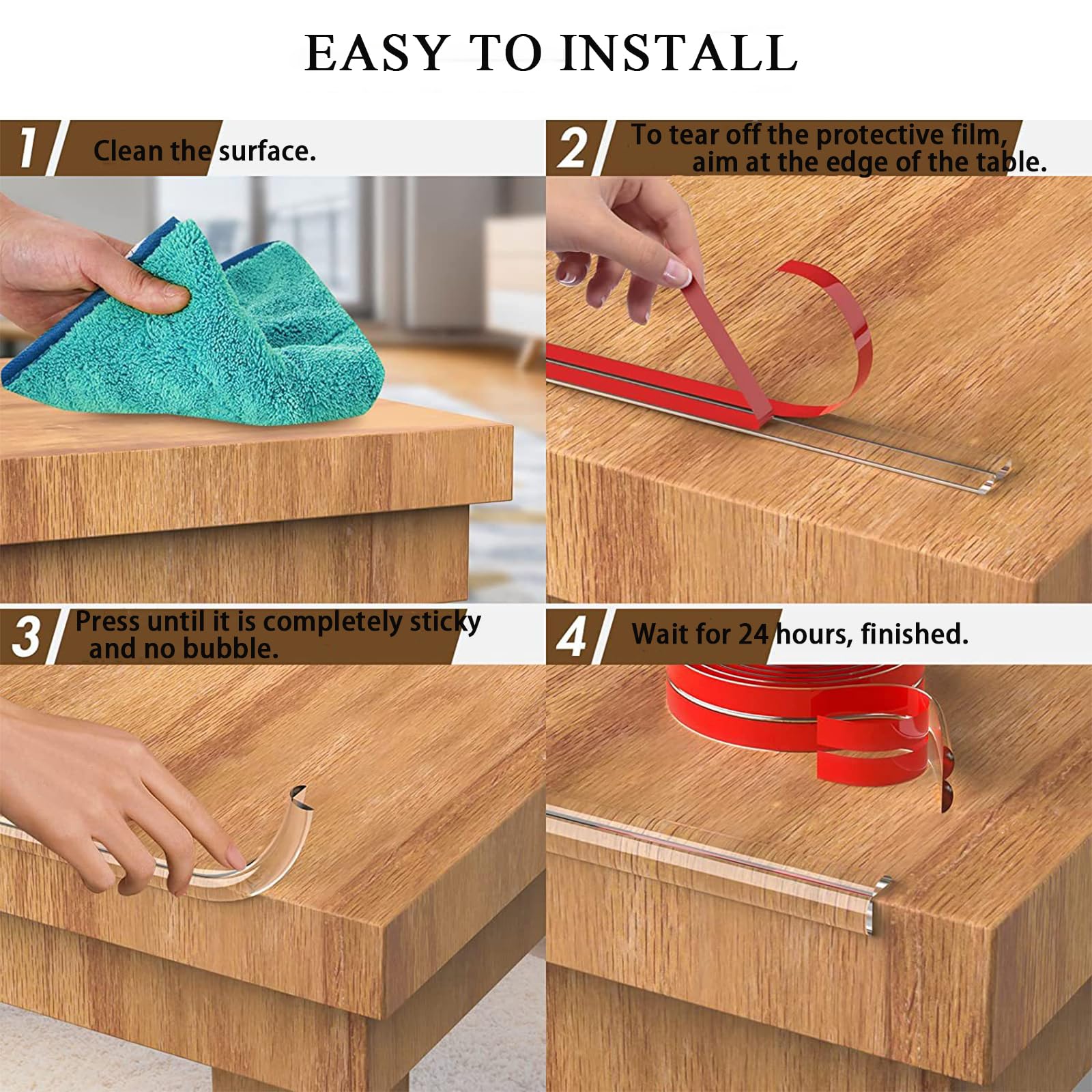 Fhlbestyu 19.69ft (6M) Corner Protector Baby with 4 Corners Soft, PVC Furniture Corner Guard and Edge Safety Bumpers Protectors with Upgraded Pre-Taped Strong Adhesive for Sharp Corners, Table
