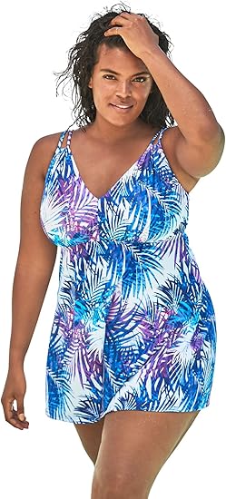 plus size two piece swim dress
