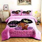 GRAT TIOC Cute Black Girl Comforter Set Twin,Black Girl Magic Bedding Set,African American Comforter Set,Afro Melanin Bed Set Princess Bedroom Decor