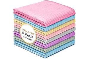 Siligli Streak Free Miracle Cleaning Cloths, Reusable Kitchen Towels, Easy Clean Cloth, Nanoscale Cleaning Cloth, Window Mirror Cleaning Cloth, 11.8"×15.6", Pack of 8 (Color Shipped Randomly)