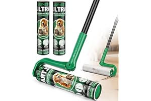 VOUBIEN 10" Large Lint Roller for Pet Hair Extra Sticky, Long Handle Floor Sticky Rollers with Big Lint Roller Refills for Cleaning Carpets, Cars, Furniture,Clothing, and Pet Hair,Green