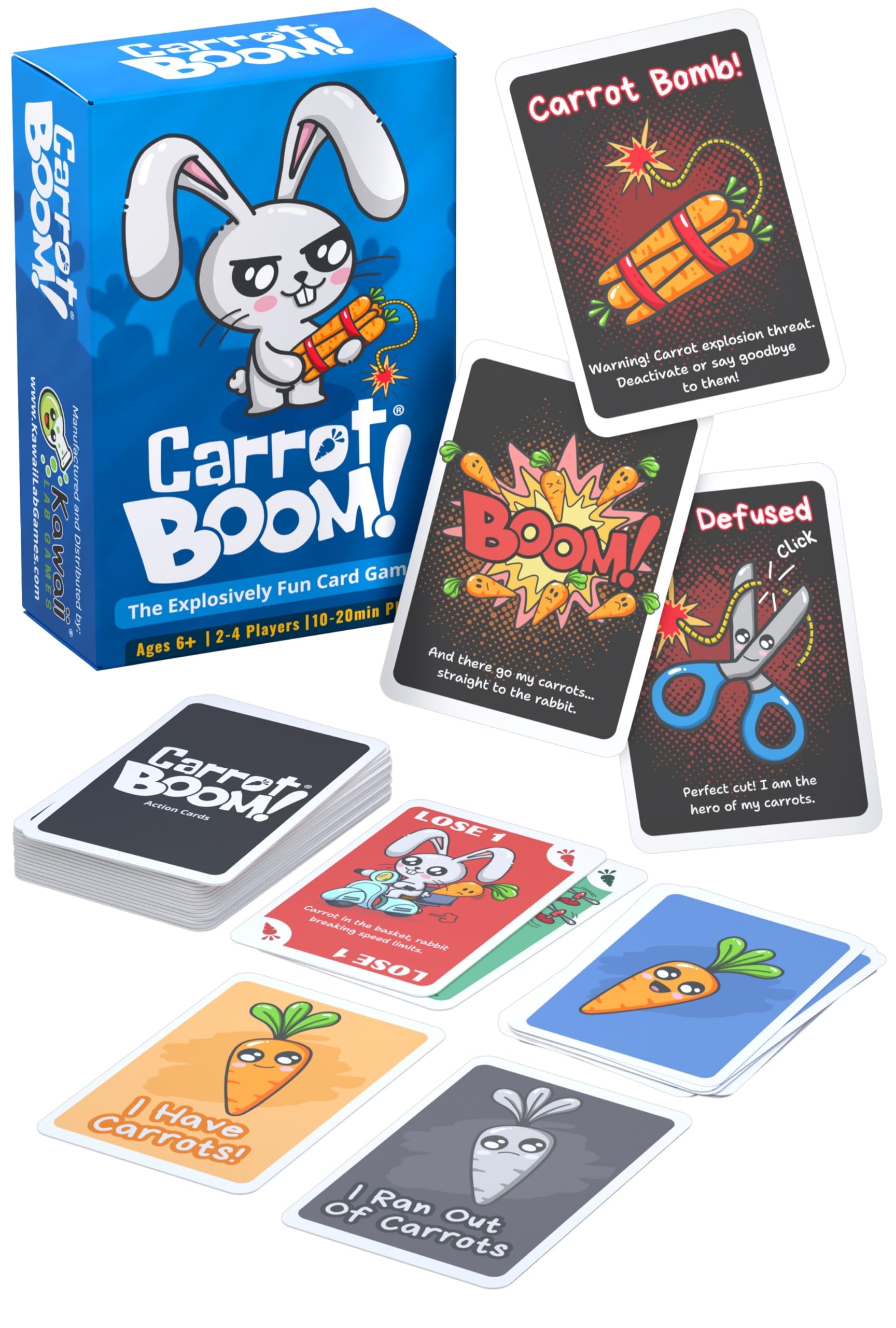 Carrot Boom Family Card Game for Kids and Adults, Quick & Easy to Learn for Game Night | Pure Luck, No Strategy | 2-4 Players | Ages 6+ | 10-15 Minute Rounds - Perfect for Easter Baskets