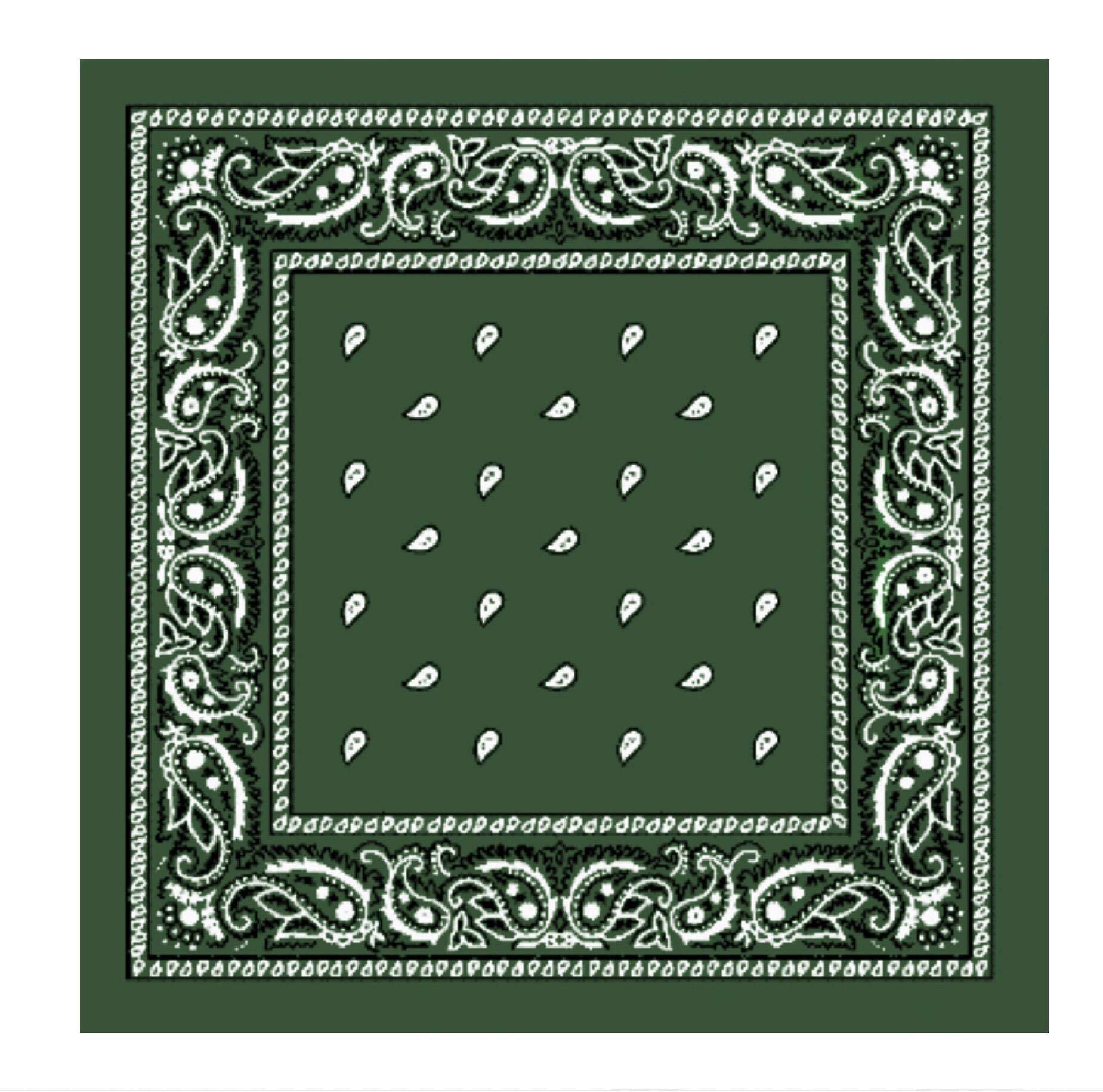 Army Green Cotton Bandana Paisley For Unisex
