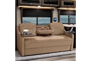 Qualitex De Leon Console DX RV Sofa Bed, 72" Wide, Ultimate Leather, Light Sand
