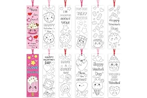 X1zuue 75Pcs Valentine’s Day Color Your Own Bookmarks Desserts Theme DIY Coloring Blank Bookmark Classroom Art Craft Supplies for Teachers Students Valentines Party Gift Supplies Reward Goodie Fillers