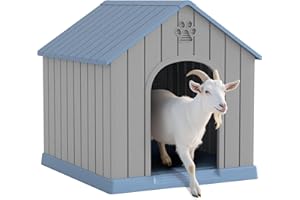 FANCYANGO Large Dog House Outdoor Indoor for Medium Large Dogs, Durable Plastic Waterproof Doghouse with Air Vents and Elevated Floor, Easy Clean and Assemble (Blue, 36.2''L×38''W×38''H)