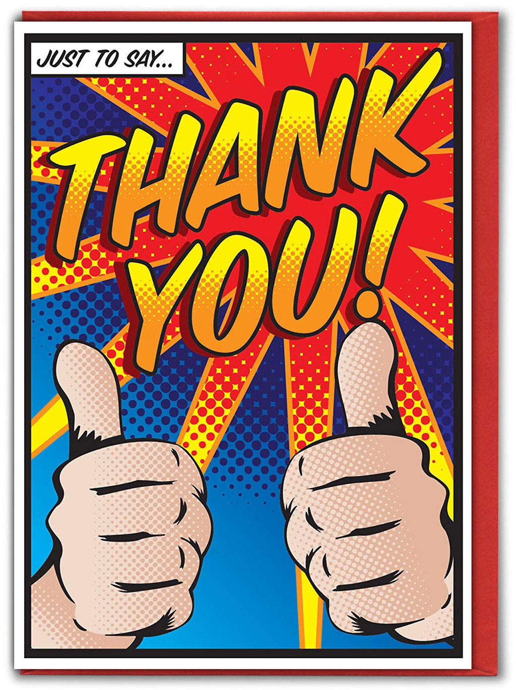 Brainbox Candy - Pop Art Thank You Card - 'Thumbs Up Thank You' - Perfect For Thanking Men Women Best Friends Mates Him Her Boyfriend Girlfriend Partner