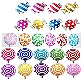 24pcs Sweet Candy Balloons for Birthday Wedding Parties, Including 16pcs Round Lollipop Balloons and 8pcs Candy Lollipop Ball