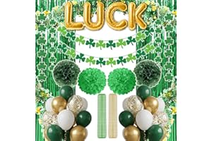 76-Piece St Patricks Day Decorations Kit, Party Favors Include Foil Balloons, Garland Banner, Balloons, Paper Poms, Tinsel Ga