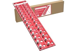 DASUNWAT Thread Checker, 28 Nut and Bolt Thread Checker, 14 Metric & 14 Standard Sizes, Bolt Nut Identifier Gauge with Inch and Centimeter Ruler, Solid Aluminum Bolt Size Board and Thread Gauge, Red