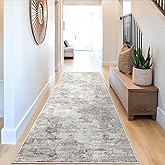 3x10 Ft Long Hallway Runner Rug - Non-Slip Washable Kitchen Runner Rug with Rubber Backing | Modern Abstract Wide Floor Carpet Runner for Indoor Entryway, Bedroom, Living Room, Beige/Grey/Brown