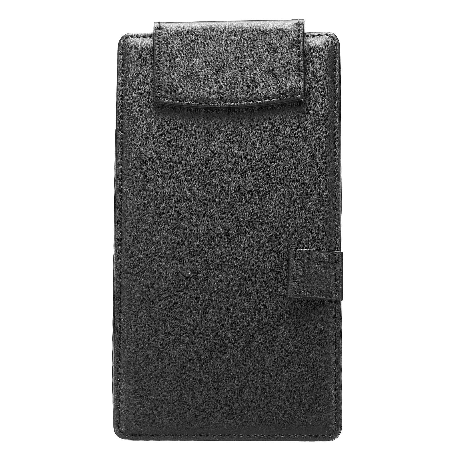 PATIKIL 8.7"x4.7" A6 PU Leather Clipboard, Black Business Padfolio Organizer Binder Resume Legal Document Folder Holder Writing Pad for Office